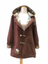 Load image into Gallery viewer, OOAK Upcycled Ladies Rich Chocolate Brown 100% NZ Wool Lined William Morris Strawberry Thief 100% Cotton Size 16