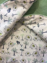 Load image into Gallery viewer, Mint Green 100% Wool Reversible Hooded Vest Lined in Elephants