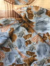 Load image into Gallery viewer, Mustard & Cream 100% Wool Reversible Hooded Vest Lined in Wild Animals