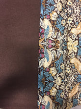 Load image into Gallery viewer, OOAK Upcycled Ladies Rich Chocolate Brown 100% NZ Wool Lined William Morris Strawberry Thief 100% Cotton Size 16