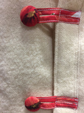 Load image into Gallery viewer, OOAK Upcycled Ladies Butter Cream 100% NZ Wool Lined Cream Poppies 100% Cotton Size 12