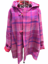 Load image into Gallery viewer, OOAK Upcycled Ladies Coat Bright Pink Check 100% NZ Wool Lined 100% Cotton - Size 18