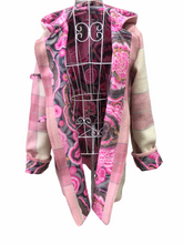 Load image into Gallery viewer, OOAK Upcycled Ladies Coat Pink Check 100% NZ Wool Lined 100% Cotton