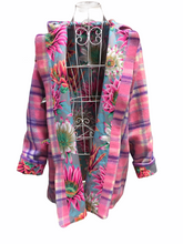 Load image into Gallery viewer, OOAK Upcycled Ladies Coat Pink & Purple Check 100% NZ Wool Lined 100% Cotton
