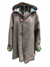 Load image into Gallery viewer, OOAK Upcycled Ladies Coat Charcoal 100% NZ Wool Lined 100% Cotton