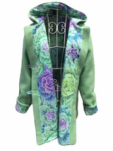 Load image into Gallery viewer, OOAK Upcycled Ladies Coat Apple Green 100% NZ Wool Lined 100%