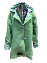 Load image into Gallery viewer, OOAK Upcycled Ladies Coat Apple Green 100% NZ Wool Lined 100%