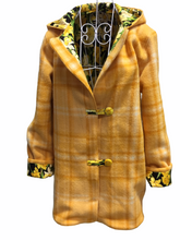 Load image into Gallery viewer, OOAK Upcycled Ladies Coat Lemon Check 100% NZ Wool Lined 100%