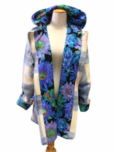 Load image into Gallery viewer, OOAK Upcycled Ladies Blue Check Coat 100% NZ Wool Lined 100% Cotton - Size 14