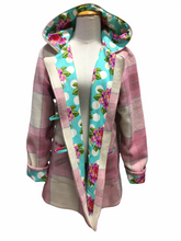 Load image into Gallery viewer, OOAK Upcycled Ladies Coat Pink & Grey Check 100% NZ Wool Lined 100% Cotton Made to Order