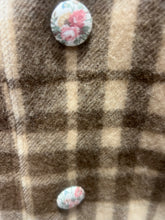 Load image into Gallery viewer, Upcycled Ladies Brown Check Coat 100% NZ Wool Lined 100% Cotton - Size 12