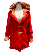 Load image into Gallery viewer, OOAK Upcycled Ladies Red Coat 100% NZ Wool Lined 100% Cotton - Size 14