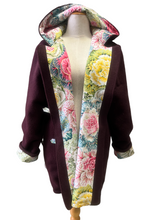 Load image into Gallery viewer, OOAK Upcycled Ladies Deep Wine Coat 100% NZ Wool Lined 100% Cotton - MADE TO ORDER
