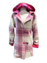 Load image into Gallery viewer, OOAK Ladies Upcycled 100% Pink & Grey Plaid Coat Lined 100% Cotton - MADE TO ORDER
