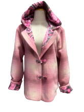 Load image into Gallery viewer, OOAK Upcycled Ladies Pink Check 100% NZ Wool Lined 100% Cotton
