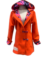 Load image into Gallery viewer, OOAK Upcycled Ladies Orange Coat 100% NZ Wool Lined 100% Cotton - Size 12