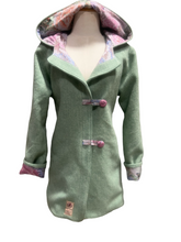 Load image into Gallery viewer, OOAK Upcycled Ladies Green Coat 100% NZ Wool Lined 100% Cotton - Size 14