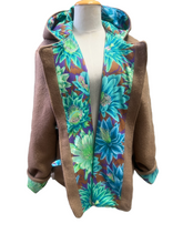 Load image into Gallery viewer, OOAK Upcycled Ladies Blue & Fawn 100% NZ Wool Lined 100% Cotton