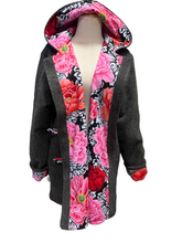 Load image into Gallery viewer, OOAK Ladies Upcycled 100% Wool Charcoal Grey Coat Lined 100% Cotton - MADE TO ORDER