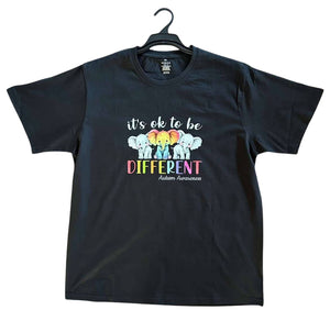 Child Autism Awareness It's OK to be Different Elephants T Shirt Available in Black