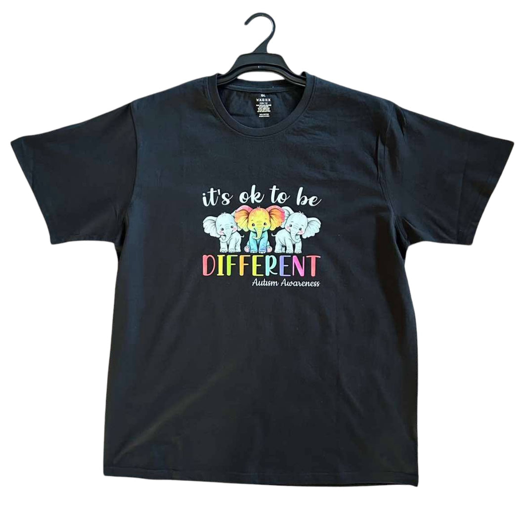 Child Autism Awareness It's OK to be Different Elephants T Shirt Available in Black