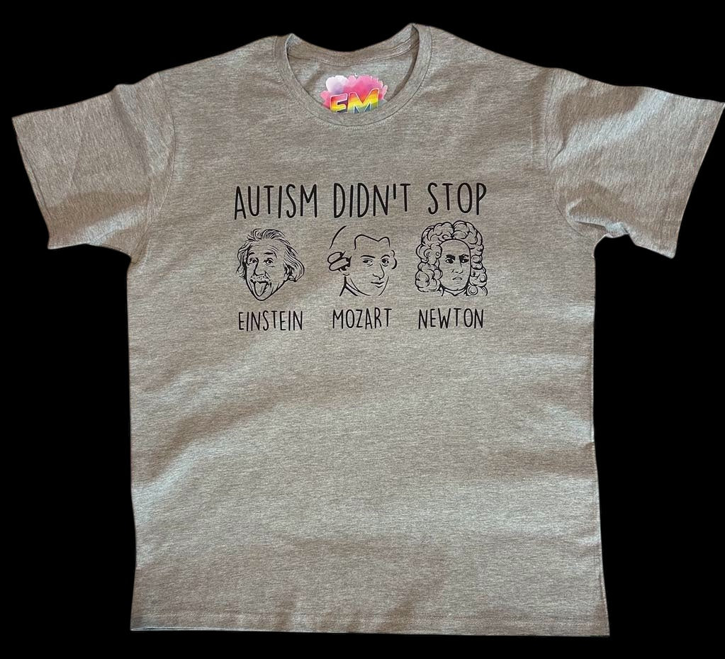 Adult Autism Awareness Einstein T Shirt Available in Black, White or Grey