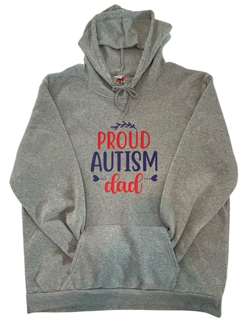 Adult Autism Awareness Proud Autism Dad Hoodie Available in Black or Grey