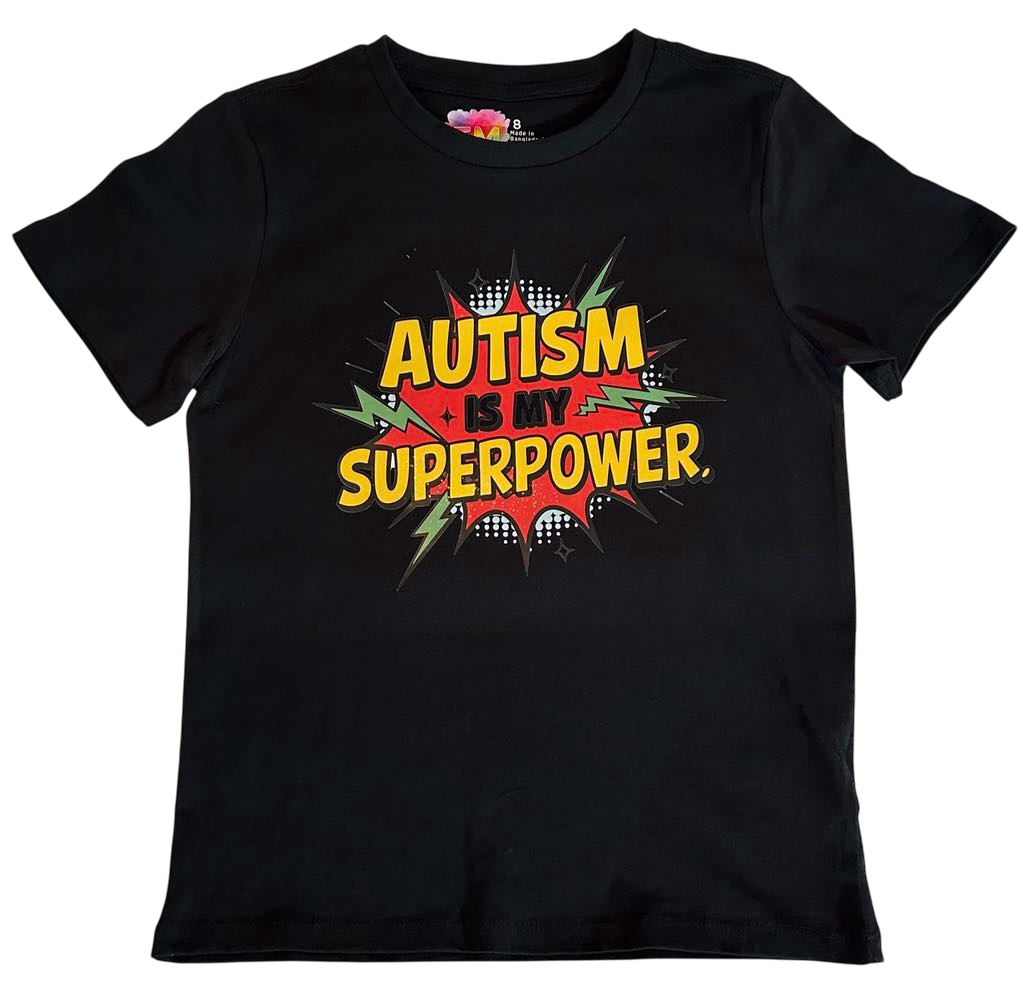 Adult Autism Awareness Autism is my Superpower T Shirt Available in Black, White or Grey