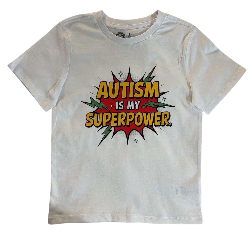 Adult Autism Awareness Autism is my Superpower T Shirt Available in Black, White or Grey
