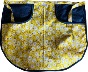 Peg Apron Yellow Daisies & Navy Blue