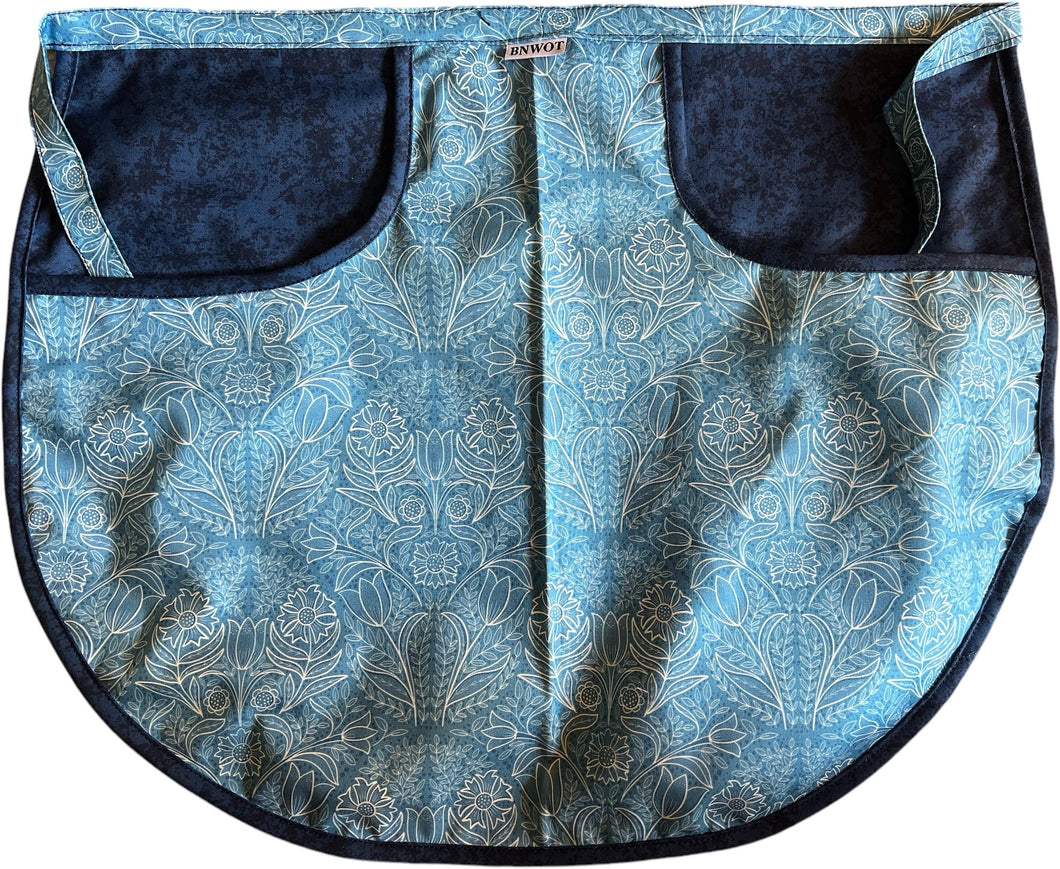 Peg Apron Cottage Garden & Navy Blue