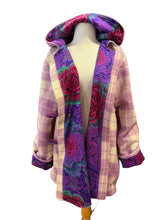 Load image into Gallery viewer, OOAK Upcycled Ladies Mauve Plaid Coat 100% NZ Wool Lined 100% Cotton - Size 20
