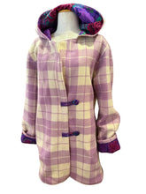 Load image into Gallery viewer, OOAK Upcycled Ladies Mauve Plaid Coat 100% NZ Wool Lined 100% Cotton - Size 20
