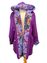 Load image into Gallery viewer, OOAK Upcycled Ladies Purple Coat 100% NZ Wool Lined 100% Cotton - MADE TO ORDER - Choose Lining
