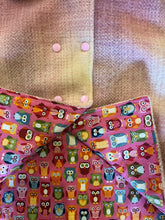 Load image into Gallery viewer, Pink Check 100% Wool Reversible Hooded Long Fronted Vest Lined in Pink Owls - Age 2
