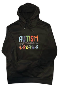 Adult Autism Awareness Accept Understand Love Hands Hoodie Available in Black or Grey