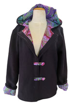 Load image into Gallery viewer, Ladies New 100% Wool Navy Blue Coat Lined 100% Cotton Curly Kale Dark
