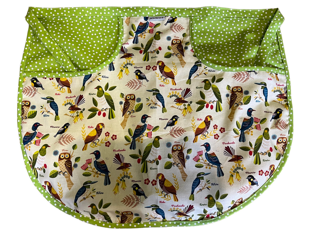 Peg Apron Native Birds & Lime Spot