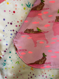 100% Cotton Reversible Vest Tula Pink Hippos & Fairydust