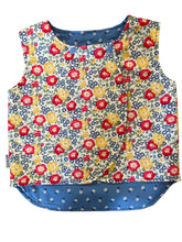 Load image into Gallery viewer, 100% Cotton Reversible Vest Liberty Floral &amp; Blue Daisies
