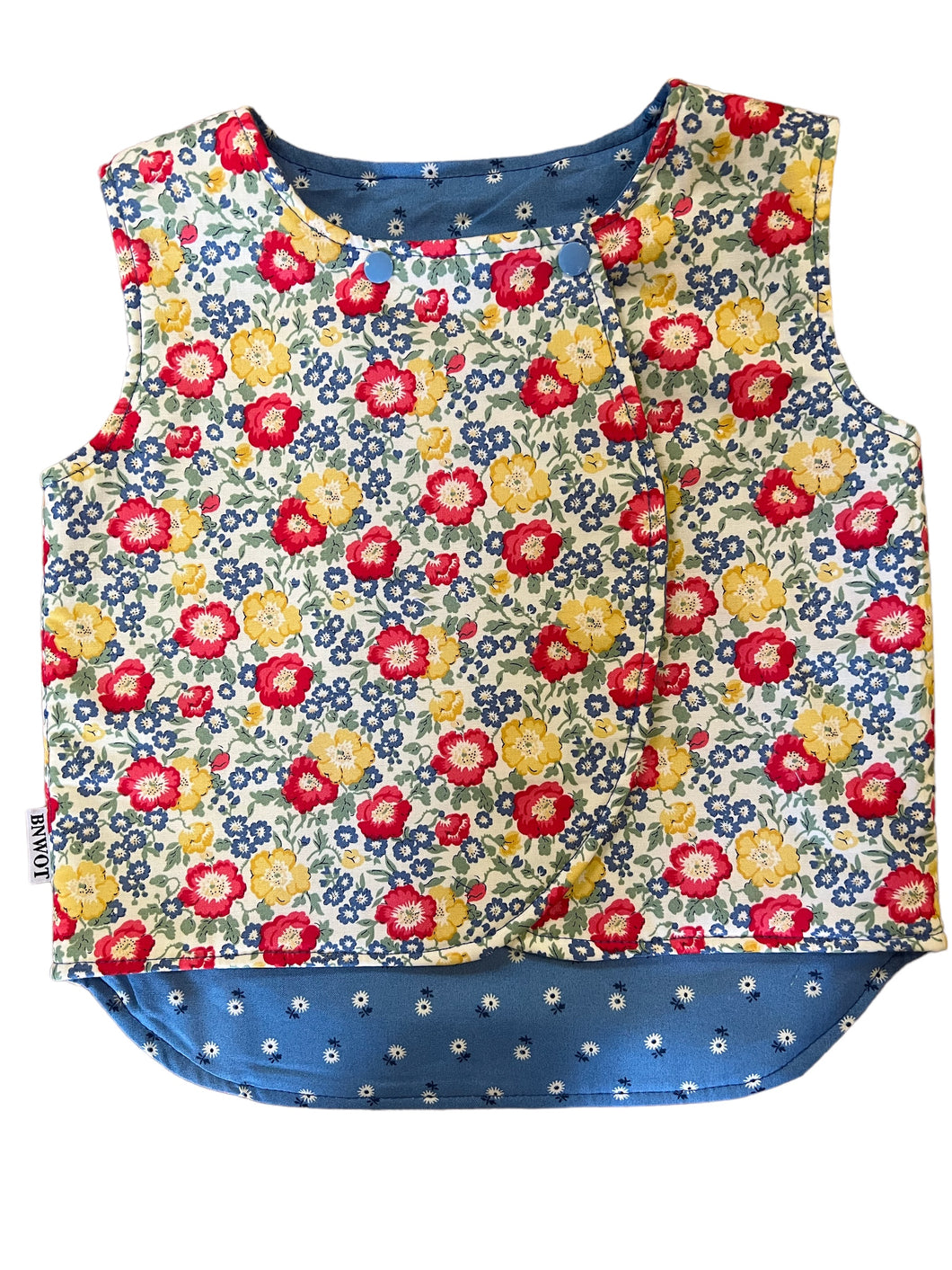 100% Cotton Reversible Vest Liberty Floral & Blue Daisies