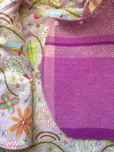 Load image into Gallery viewer, Purple Check 100% Wool Reversible Hooded Vest Lined in Lilac Whimsical Design
