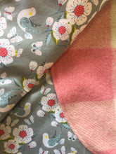 Load image into Gallery viewer, Pink Check 100% Wool Reversible Hooded Vest Lined in Grey Floral
