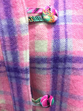 Load image into Gallery viewer, OOAK Upcycled Ladies Coat Pink &amp; Purple Check 100% NZ Wool Lined 100% Cotton
