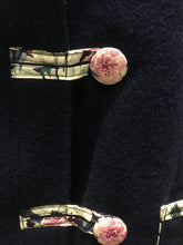 Load image into Gallery viewer, OOAK Upcycled Ladies Coat Navy Blue 100% NZ Wool Lined 100% Cotton
