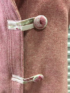 OOAK Upcycled Ladies Raspberry Blush Coat 100% NZ Wool Lined 100% Cotton  - Size 12