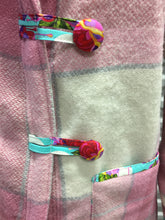 Load image into Gallery viewer, OOAK Upcycled Ladies Coat Pink &amp; Grey Check 100% NZ Wool Lined 100% Cotton Made to Order
