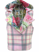 Load image into Gallery viewer, OOAK Ladies Pink &amp; Grey Check Reversible Hooded Vest Lined Brassica - Size M-L
