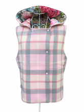 Load image into Gallery viewer, OOAK Ladies Pink &amp; Grey Check Reversible Hooded Vest Lined Brassica - Size M-L
