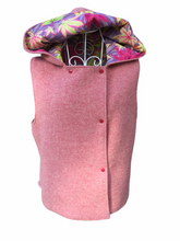 Load image into Gallery viewer, OOAK Ladies Blush Pink Reversible Hooded Vest Lined Bright Leaf Fabric - Size S-M
